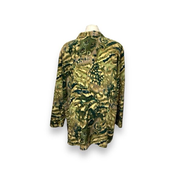 C.M. Shapes Vintage Women’s Long Sleeve Abstract Jungle Shacket 2X - Picture 4 of 7